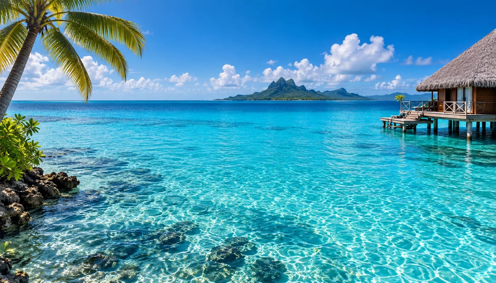 A quiet coastline beside turquoise water