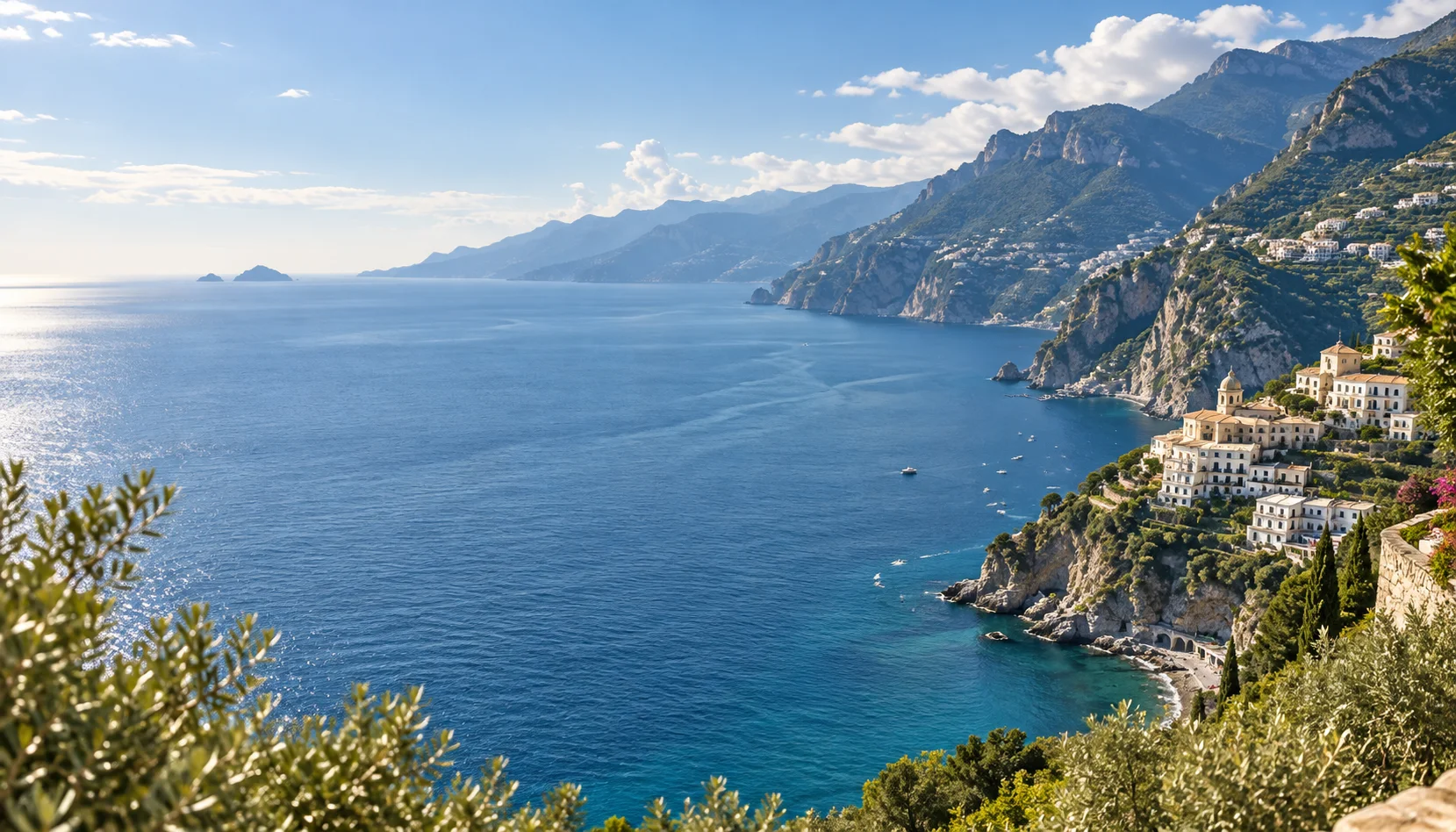 The sunlit Amalfi coast, Italy